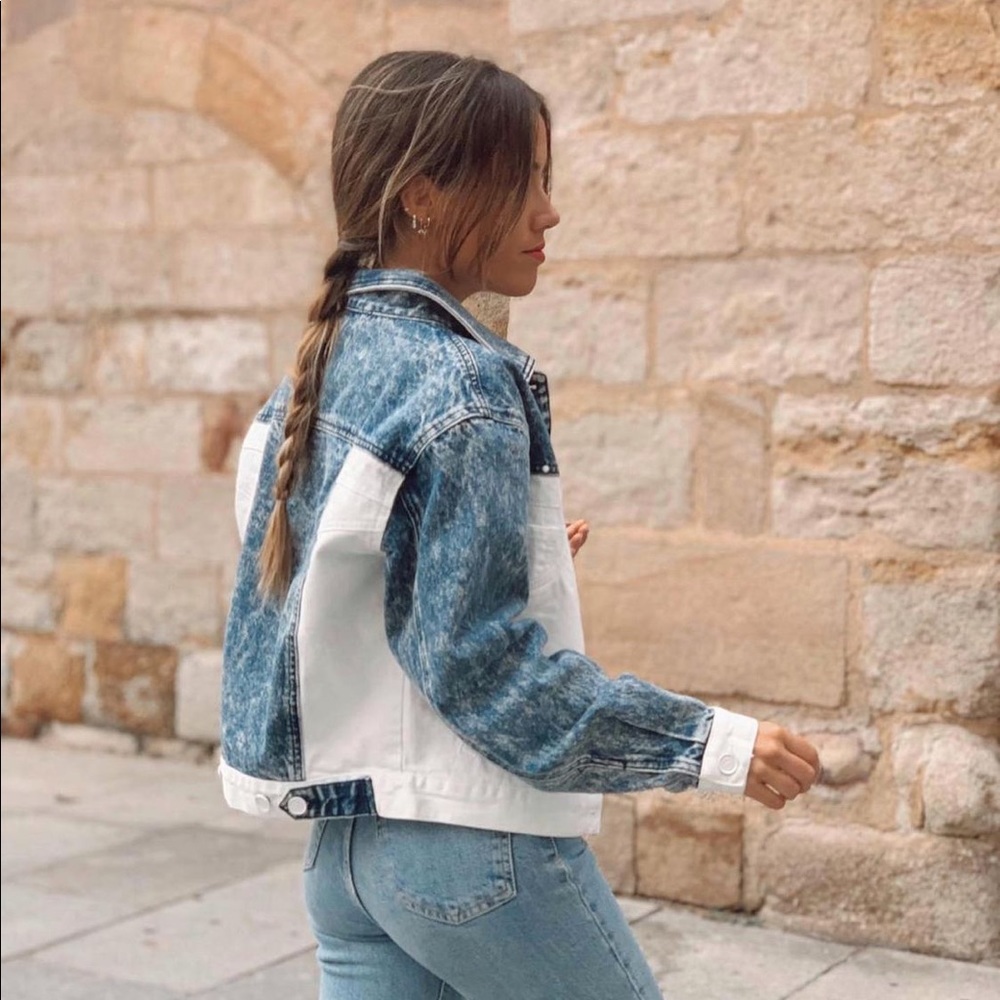 𝐍𝐖𝐓 Dₑₛᵢgᵤₐₗ • Lollipop Denim Patch Jacket Wash White Size Various